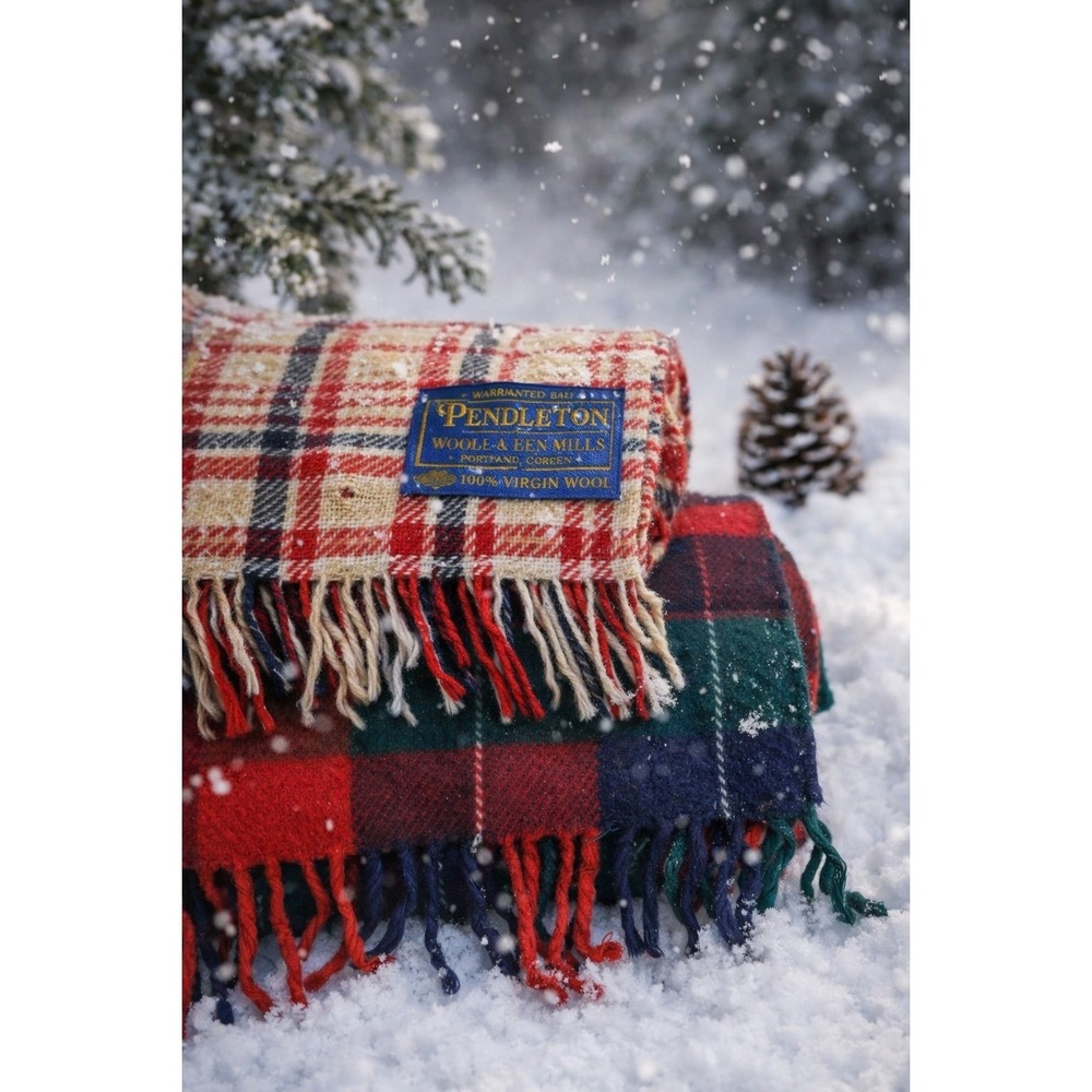 Bundle 2 Wool Scarves Pendleton Plaid‎ & Tartan | Virgin Wool | Winter